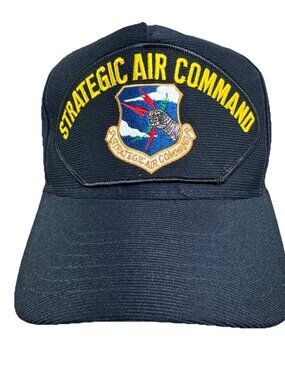 STRATEGIC AIR COMMAND HAT WITH SAC SHIELD - Blue BallCap Eagle Crest Made In USA